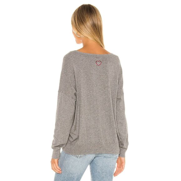 Chaser Heather Grey & Navy Stripe Cashmere Blend Sweater - Picture 3 of 8